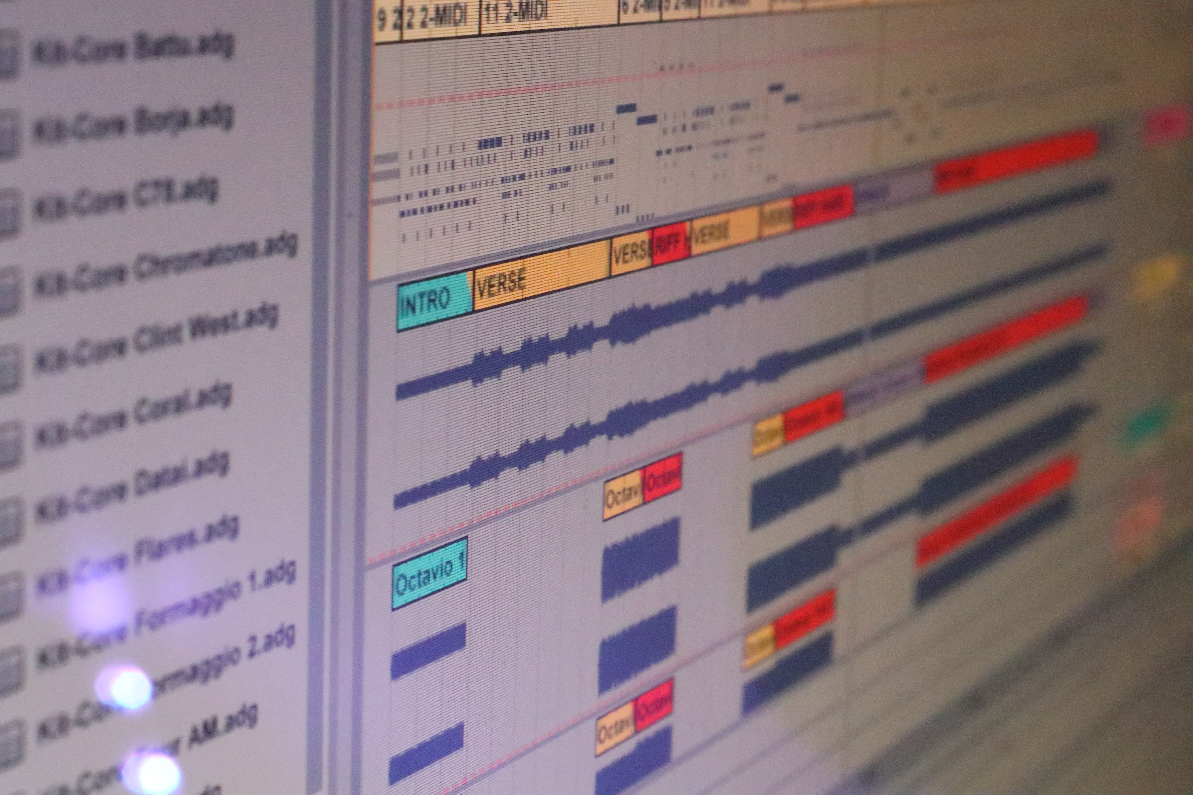 Digital audio workstation session for a song arrangement